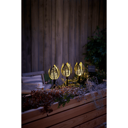 Solar Powered Copper Lily lights - set of 3