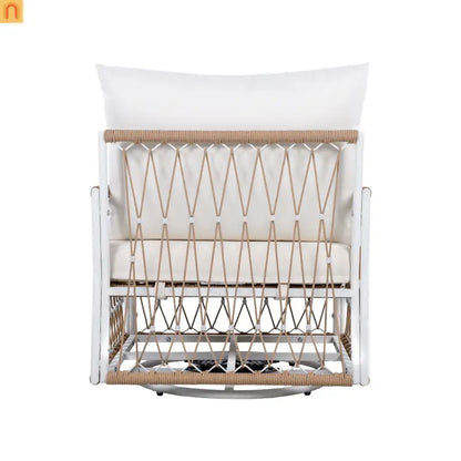 Outdoor Swivel Lounge Chair Rope Steel Beige Set of 2