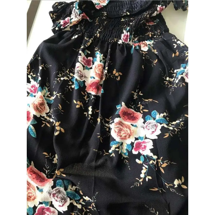 Boho Style Long Dress Women Floral Off Shoulder Maxi
