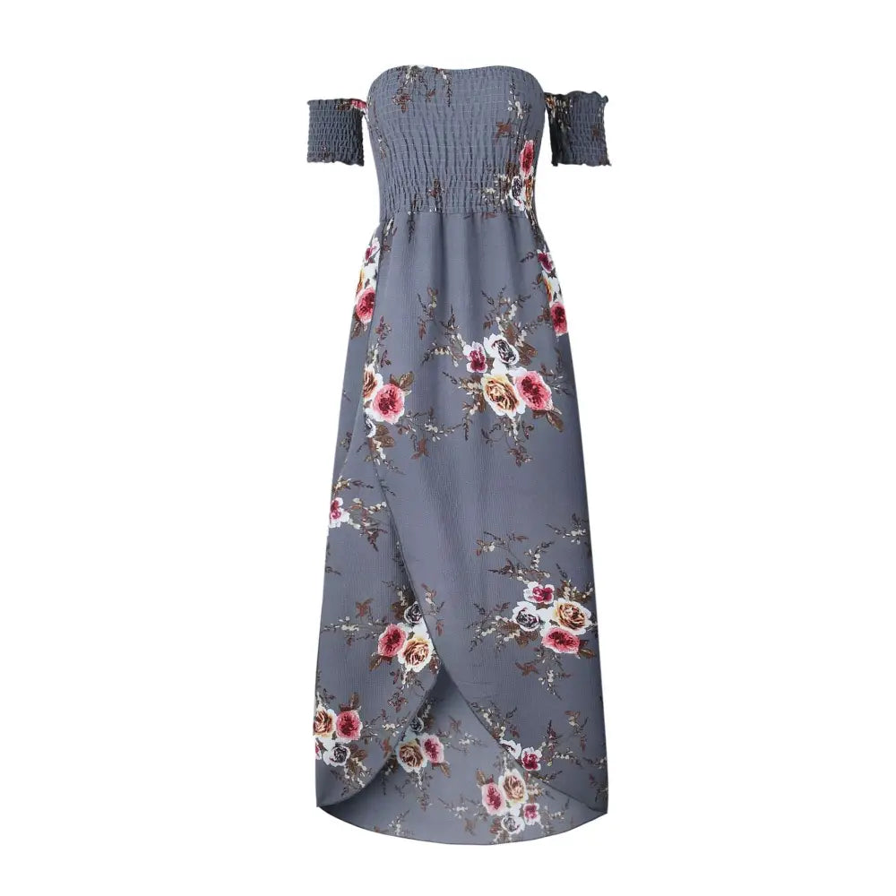 Boho Style Long Dress Women Floral Off Shoulder Maxi