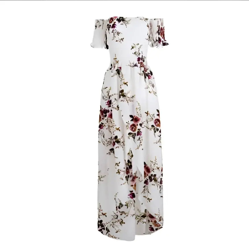 Boho Style Long Dress Women Floral Off Shoulder Maxi