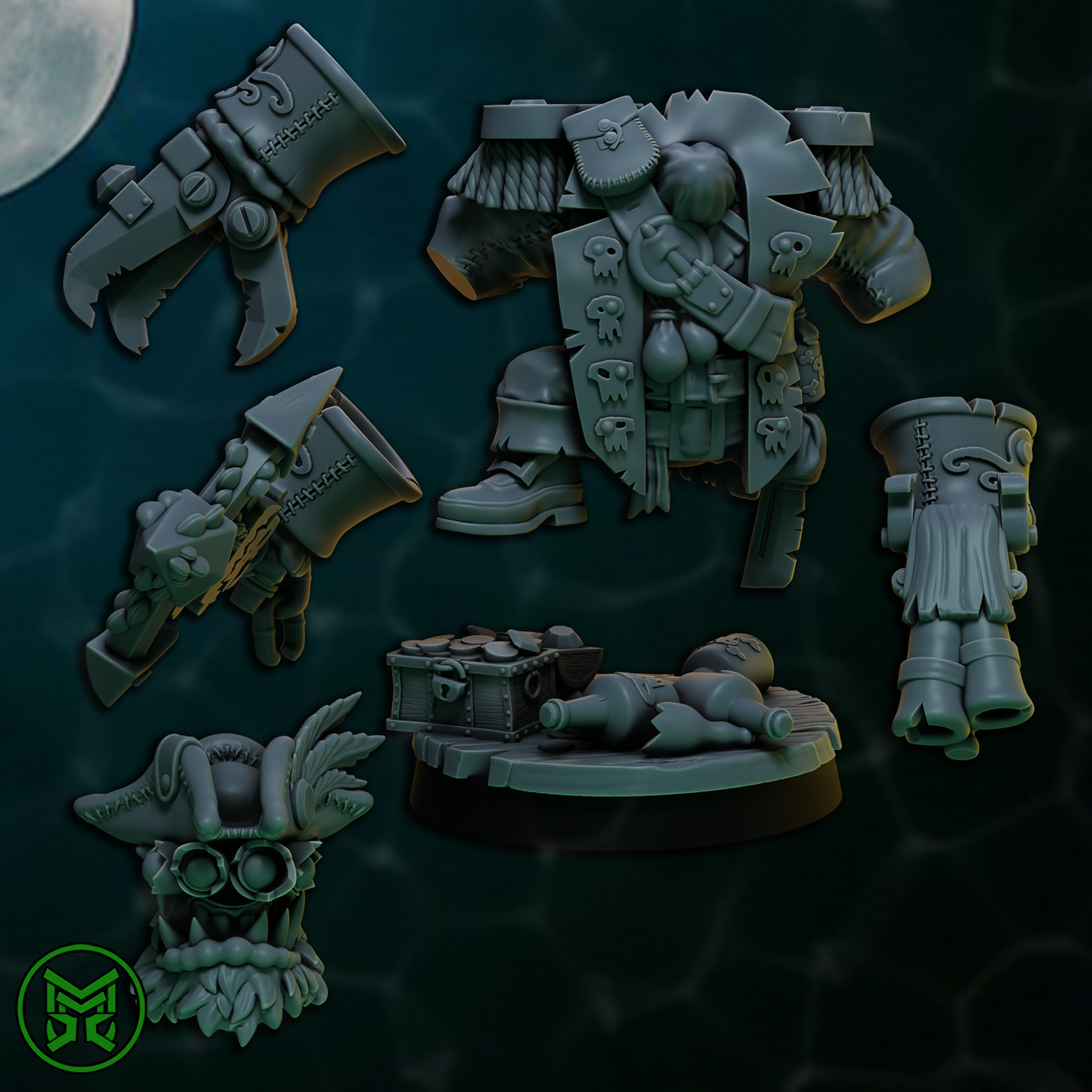 3d Printed Pirate Ork Commando Boss by Mekka Miniatures