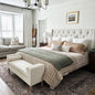 56 Inch Modern Boucle Accent Bench with Round Pillows