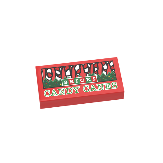 Candy Canes Box - Custom Printed 1x2 tile - Made Using a LEGO® Part