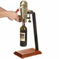 Brass Plated Wine Champagne Bottle Opener Counter Mount Table Stand Brown Wood