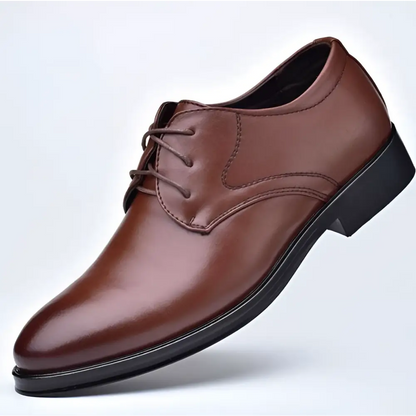 Brown Pointed Toe Leather Shoes with Black Sole