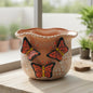 Brown & White Talavera Planter | Monarch Butterfly Accent