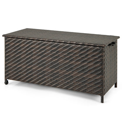 85 Gallon Outdoor Storage Box with Removable Liner and Universal Wheels