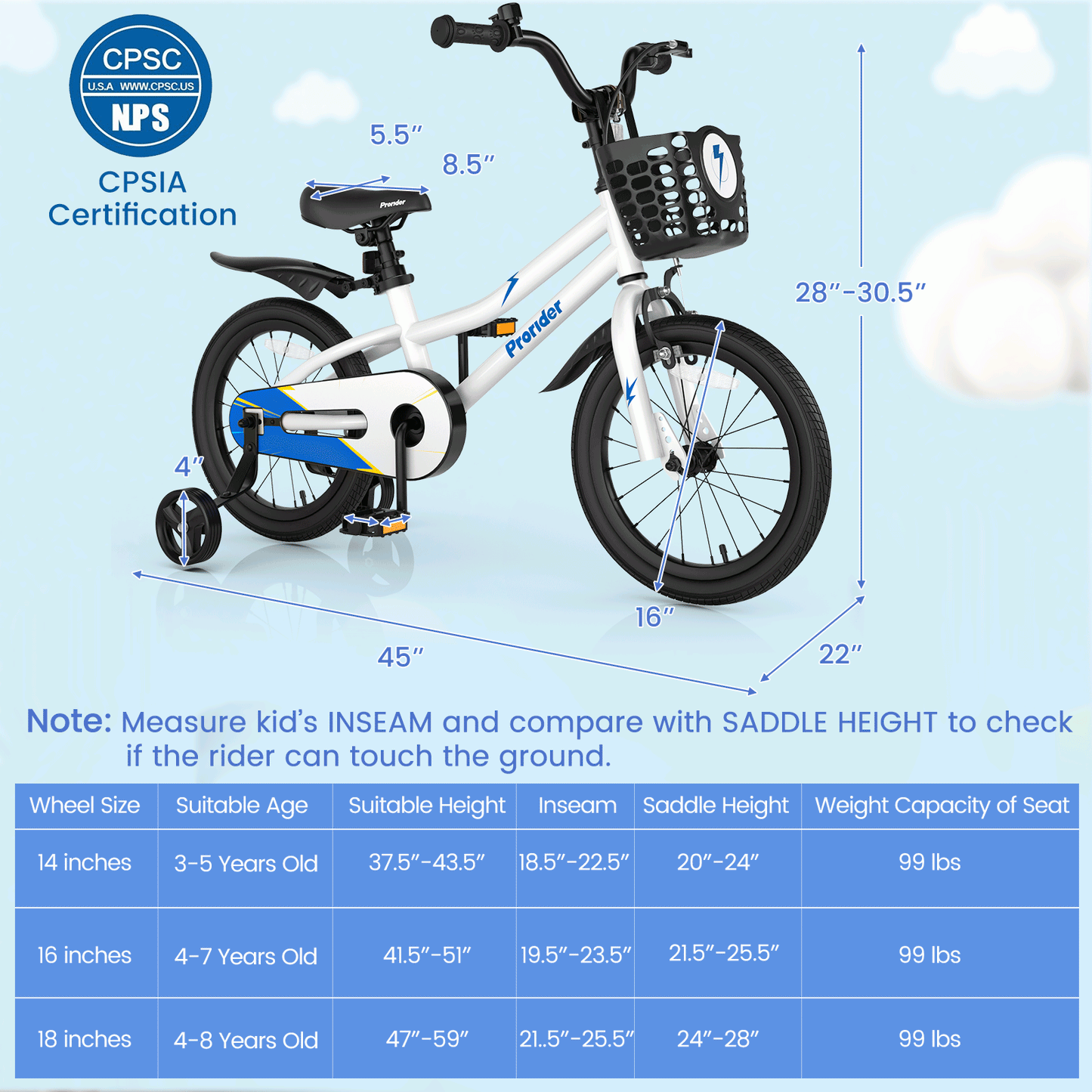 16 Inch Kids Bike with Removable Training Wheels