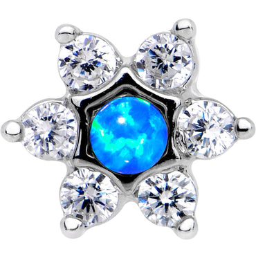 5/16 Blue Faux Opal Internally Threaded Star Flower Labret Monroe