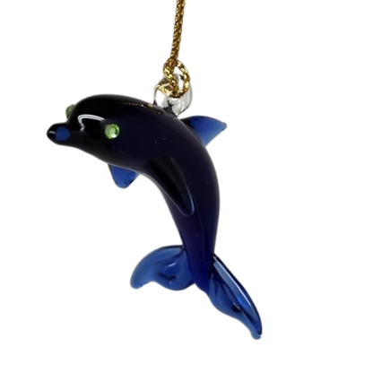 Solid Blown Glass Dolphin Ornament