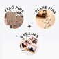 Bundle: 9 Photo Frames, Flags and Airplanes Pins
