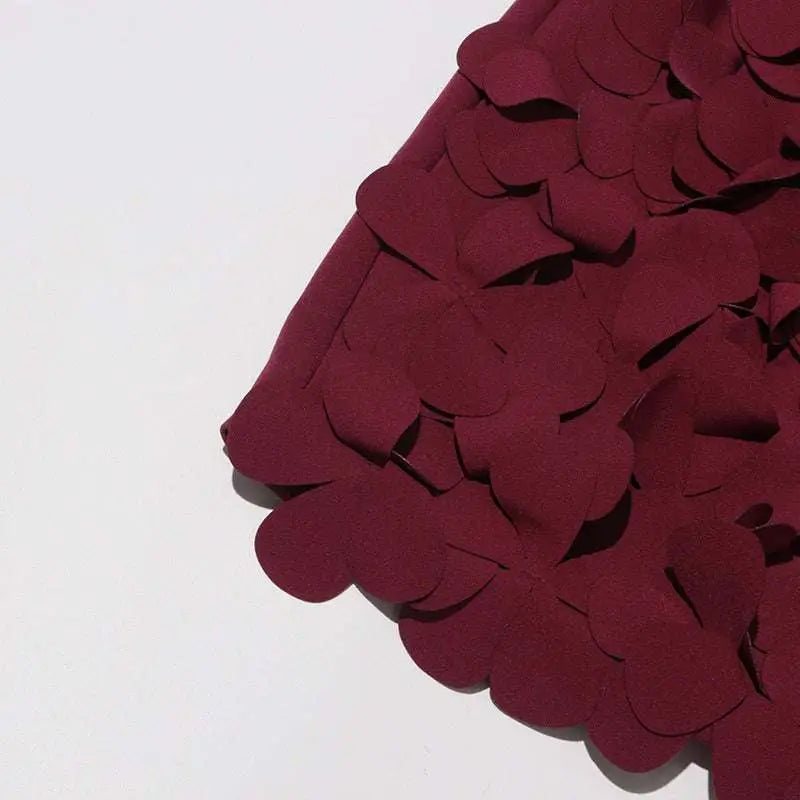 Burgundy Petal Design Sense Stitching A Line Skirt