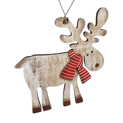 Rustic Wooden Reindeer Ornament -