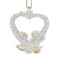 Spunglass Ornament - Gold Heart With Swans