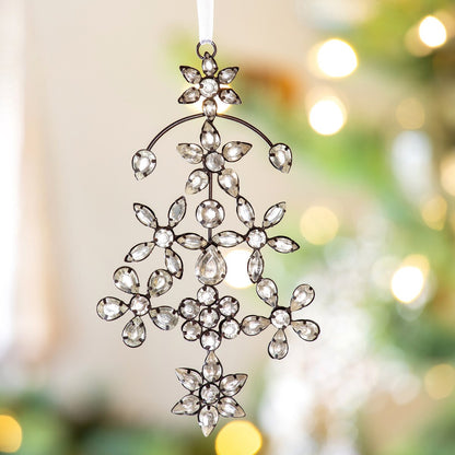 7-Inch Antique Silver Gem Flourish Ornament