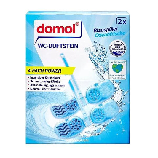 Domol Blue Ocean Freshness Toilet Block/Freshener - 96g - Toilet Cleaning Product with Limescale Prevention