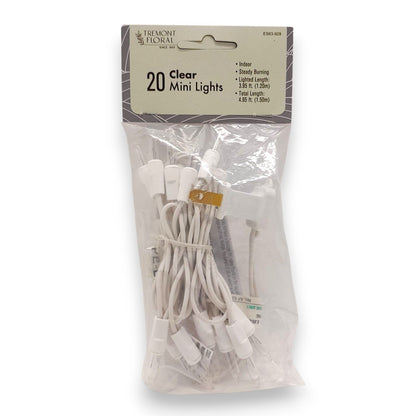 20 Indoor String Lights - Clear Bulb - White Wire