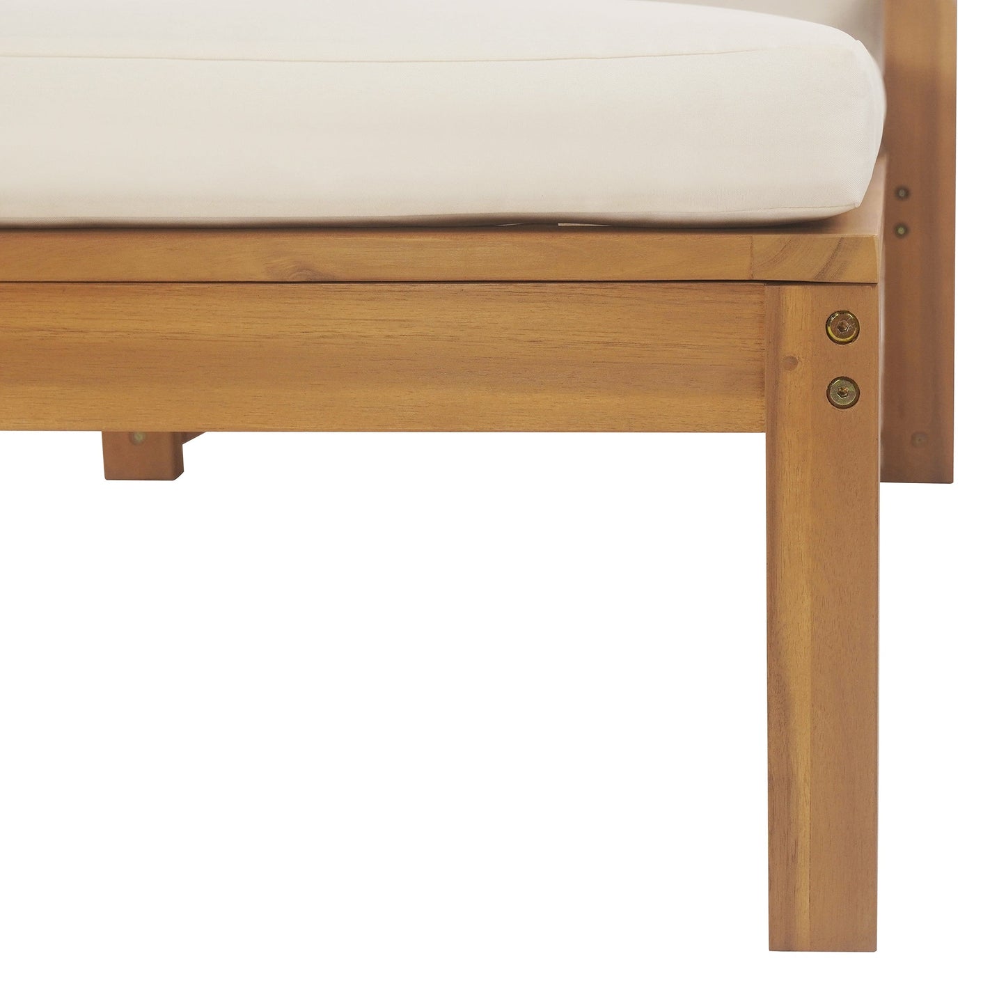 Outdoor Chaise Lounge Acacia Wood Light Teak Beige Cushion 5 Position 2