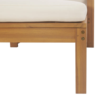 Outdoor Chaise Lounge Acacia Wood Light Teak Beige Cushion 5 Position 2