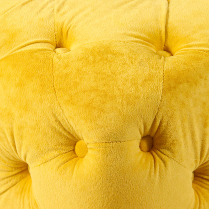 Yellow Modern Velvet Upholstered Ottoman Small Cube 18.11x18.11x18.9