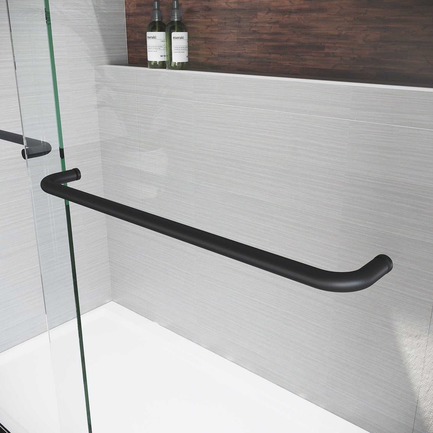 Sliding Shower Glass Door 56-60 in. W x 72 in. H, Adjustable Semi Frameless S