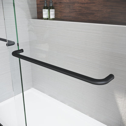 Sliding Glass Tub Door 56-60 in. W x 57 in. H, Matte Black Semi Frameless Dou