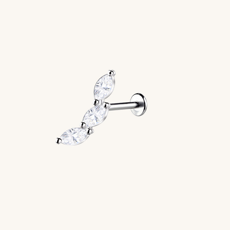 925 Sterling Silver 14K Gold-Plated Clover-Shaped Flat-Back Stud Earrings