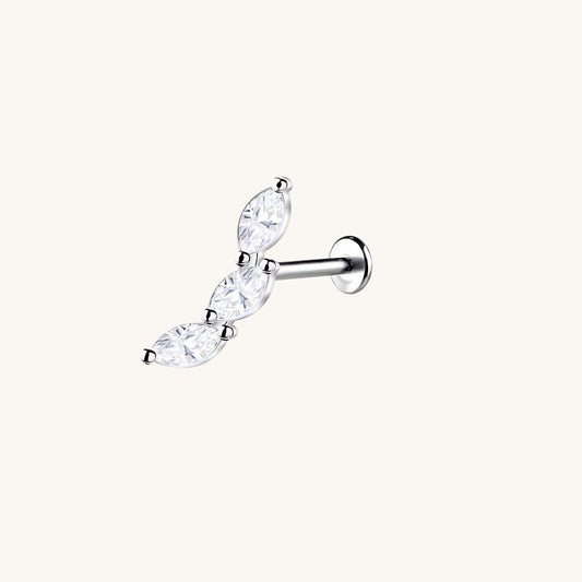 925 Sterling Silver 14K Gold-Plated Clover-Shaped Flat-Back Stud Earrings