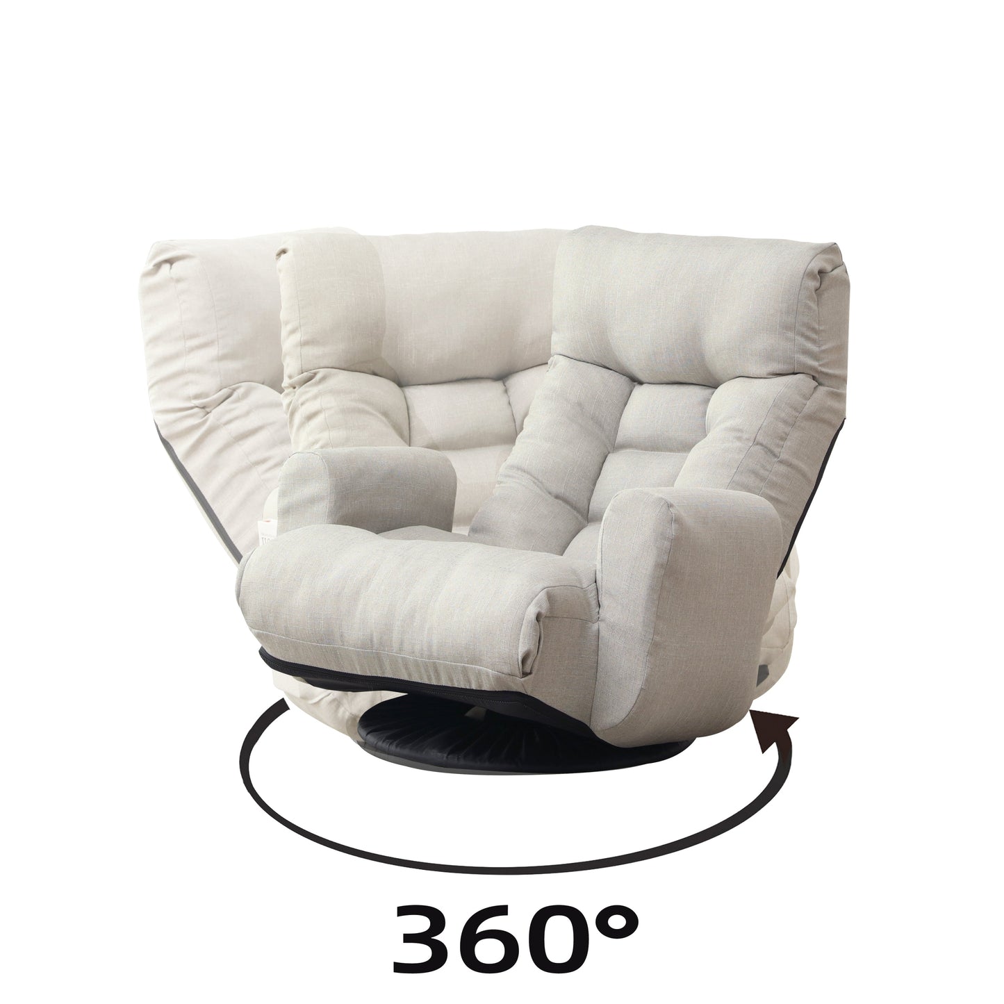 Floor Gaming Lounge Chair Swivel 360 Linen Gray 5-Position Adjustable 31x43 In