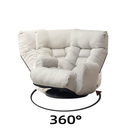 Floor Gaming Lounge Chair Swivel 360 Linen Gray 5-Position Adjustable 31x43 In