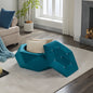 Elegant Velvet Polygon Diamond Tufted Storage Ottoman, Blue