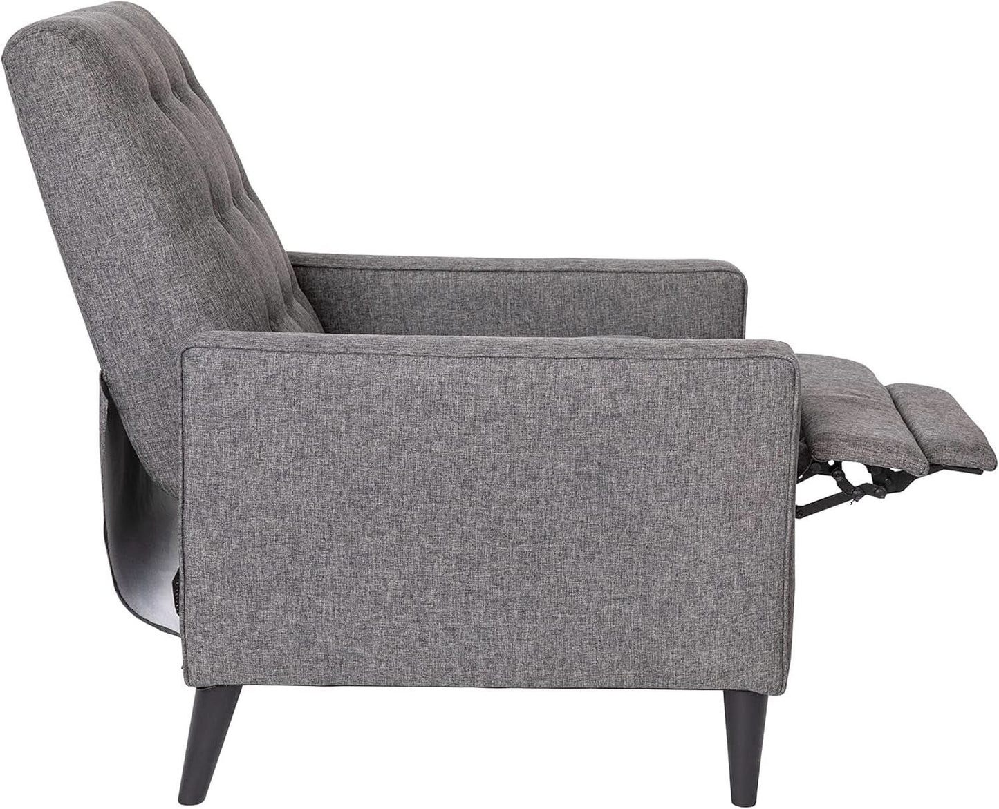 Ezra Pushback Recliner Gray Fabric Mid Century Modern