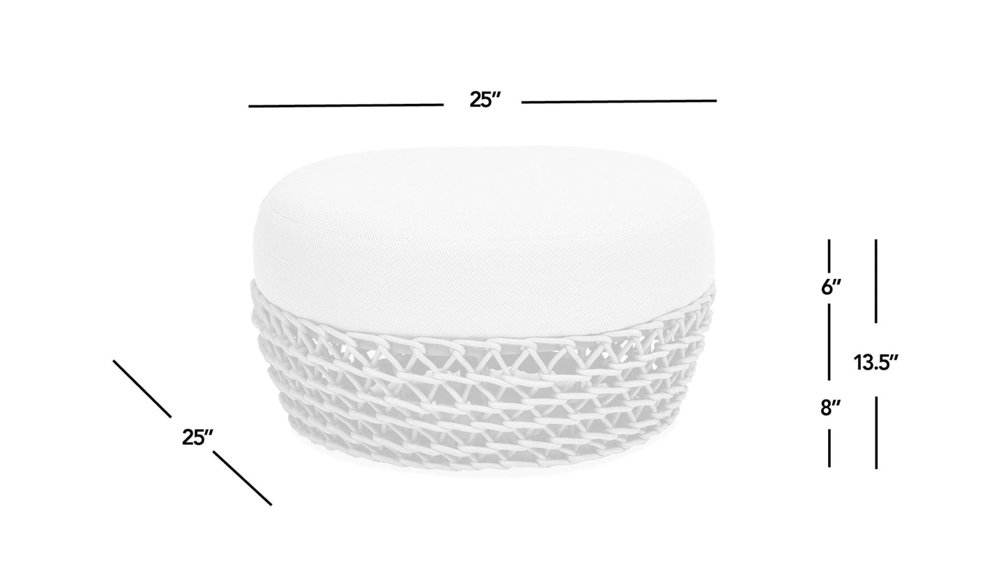 Outdoor Ottoman Round Beige 25in Footrest