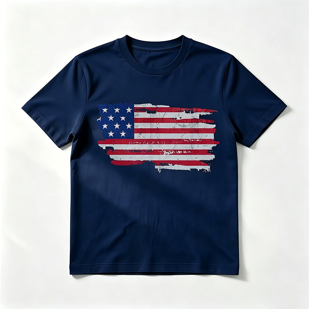 Flag-print Crew-neck Short-sleeve T-shirt