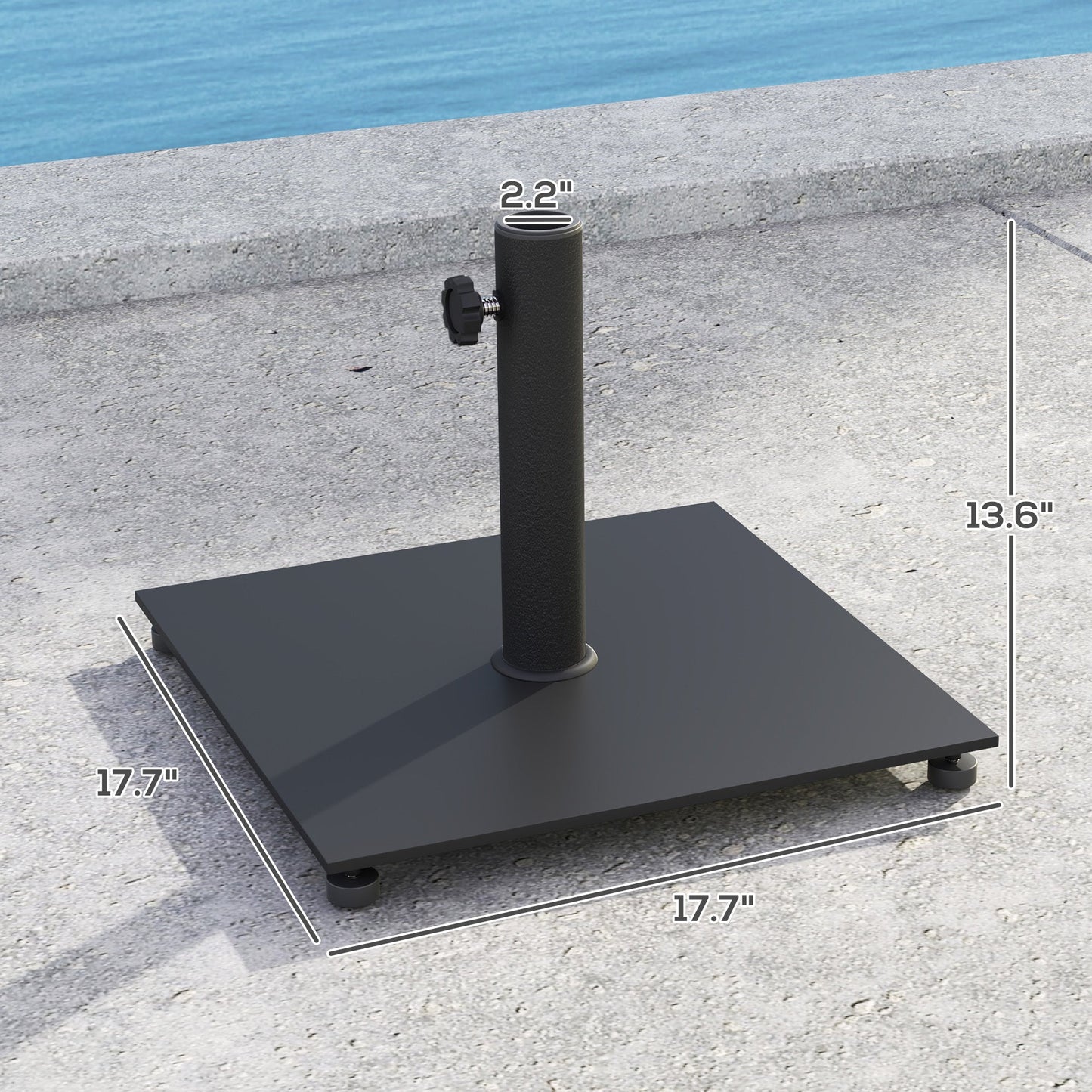 Patio Umbrella Stand Base 17.7" Square Black Heavy Duty