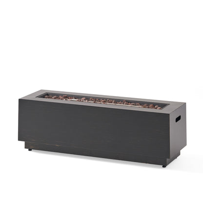Modern 40 in Outdoor Iron Propane Fire Pit, 50,000 BTU, Sleek Design, Dark Brown
