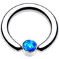 8G 1/2 Aqua Faux Opal 5mm Disc BCR Captive Ring