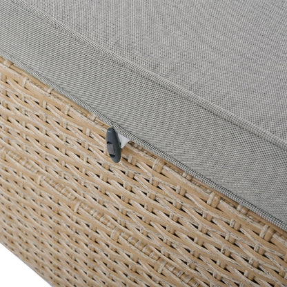 Outdoor Double Sunbed, Wicker Rattan Patio Reclining Chairs with Adjustable