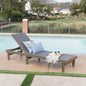 Outdoor Acacia Wood Chaise Lounge Gray Mesh 78.25x24