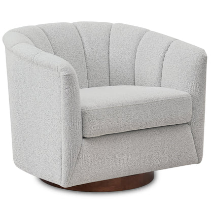 Accent Chair Swivel 360 Degree Ivory Curved Shelter Back 33x33x28 In 350 LB