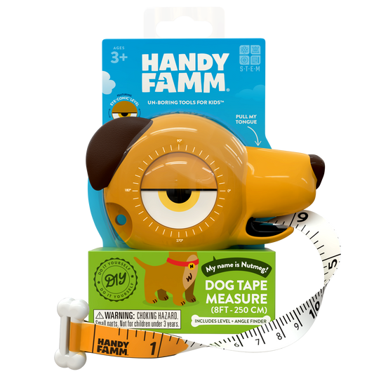 "Nutmeg" Tan Dog STEM Measuring Tape 4-in-1 Tool
