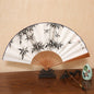 1Pcs Chinese Style Retro Folding Silk Fan Decorative Men Pocket Bamboo Handle Hand Held Fan Party Favors Home Decoration Crafts