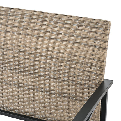 Outdoor Patio Set PE Rattan Brown 4 Piece Cushioned