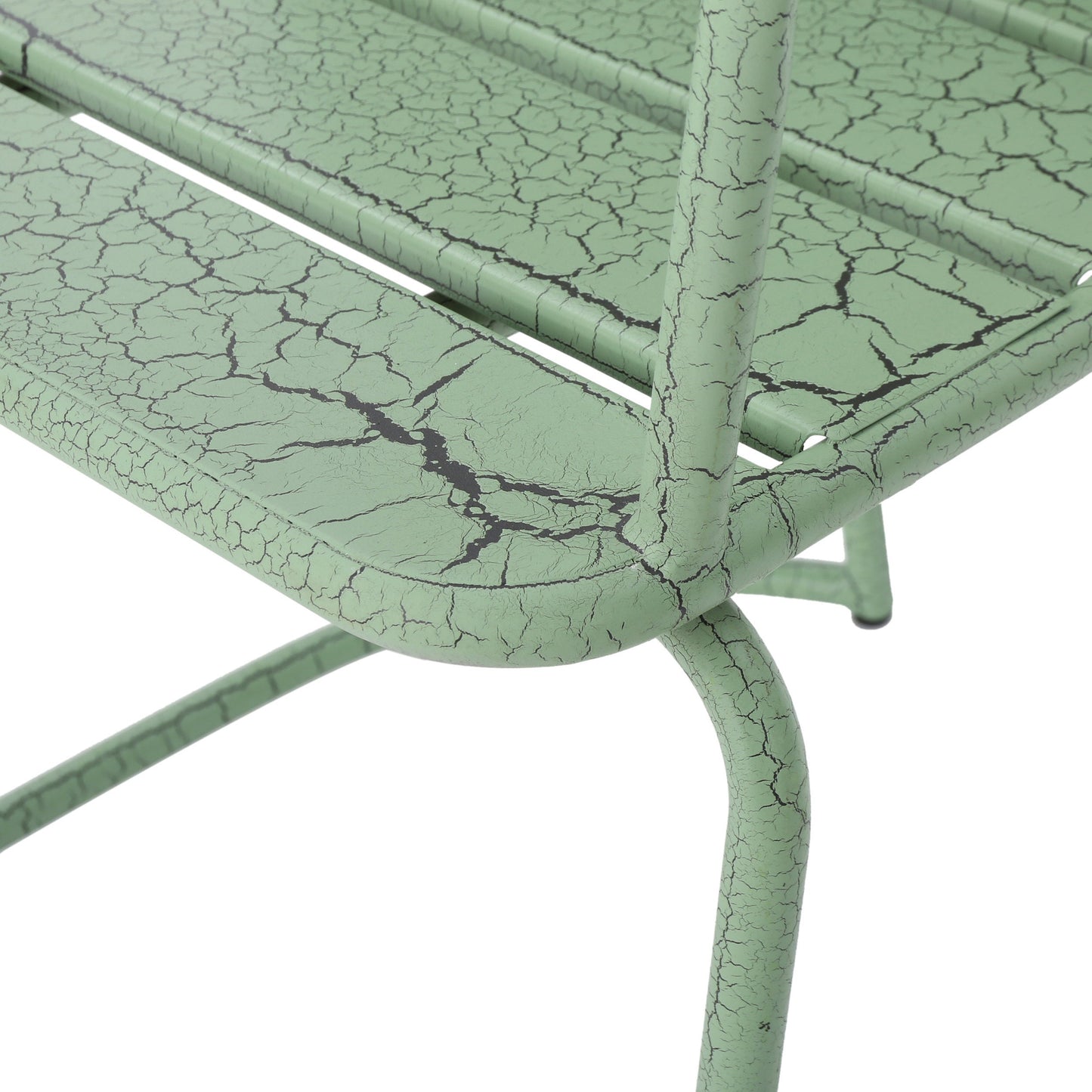 Outdoor Bistro Set Iron Green 3 Piece Oval Table 2 Chairs Matte Finish