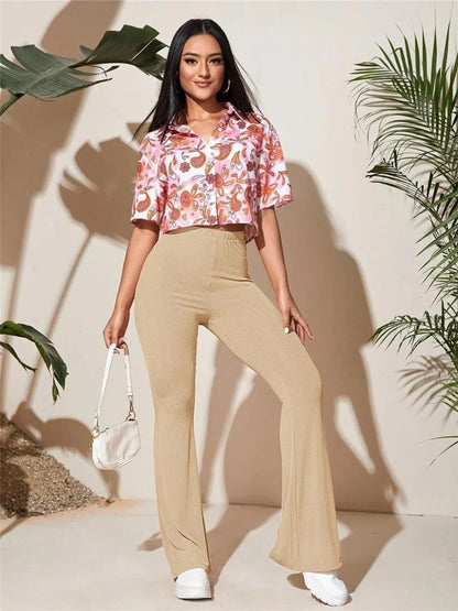Full Size High-Waist Flare Active Pants Plus Size