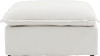 White Hemp Velvet Ottoman Footstool Removable Covers