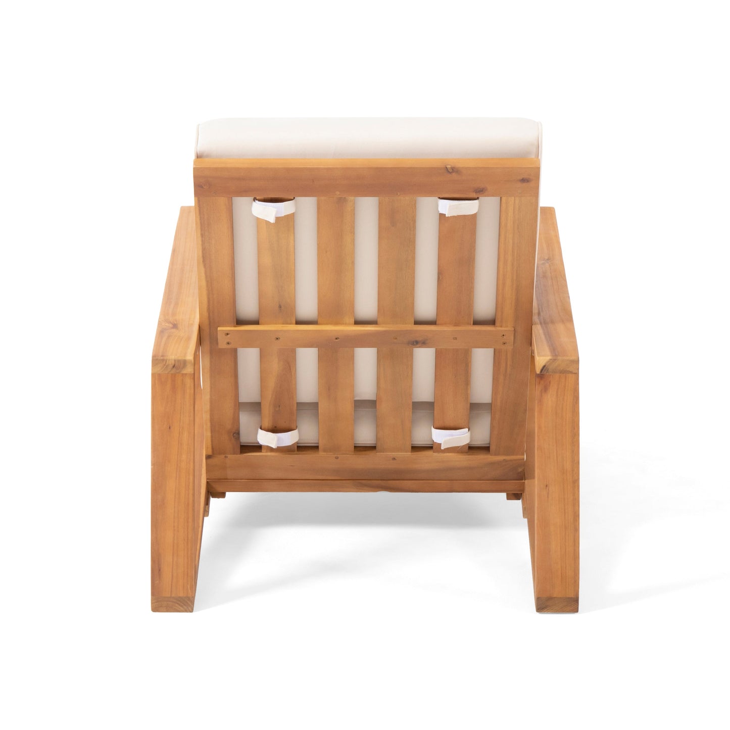 Outdoor Lounge Chair Adirondack Acacia Wood Beige Cushion 400 LB