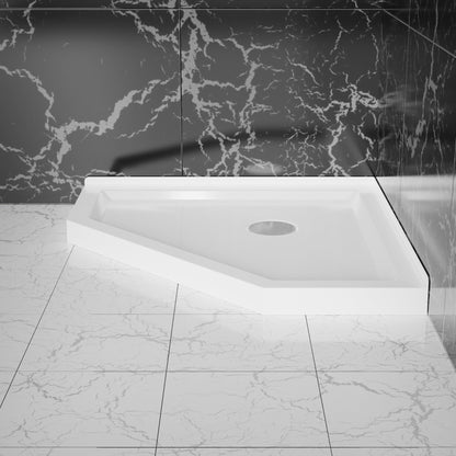 Neo-Angle Corner Drain Shower Base White Acrylic 36x36x3.5 in
