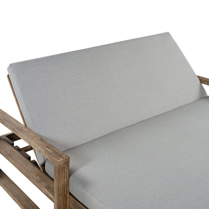Outdoor Daybed Acacia Wood Farmhouse Gray with Wheels 2 Person